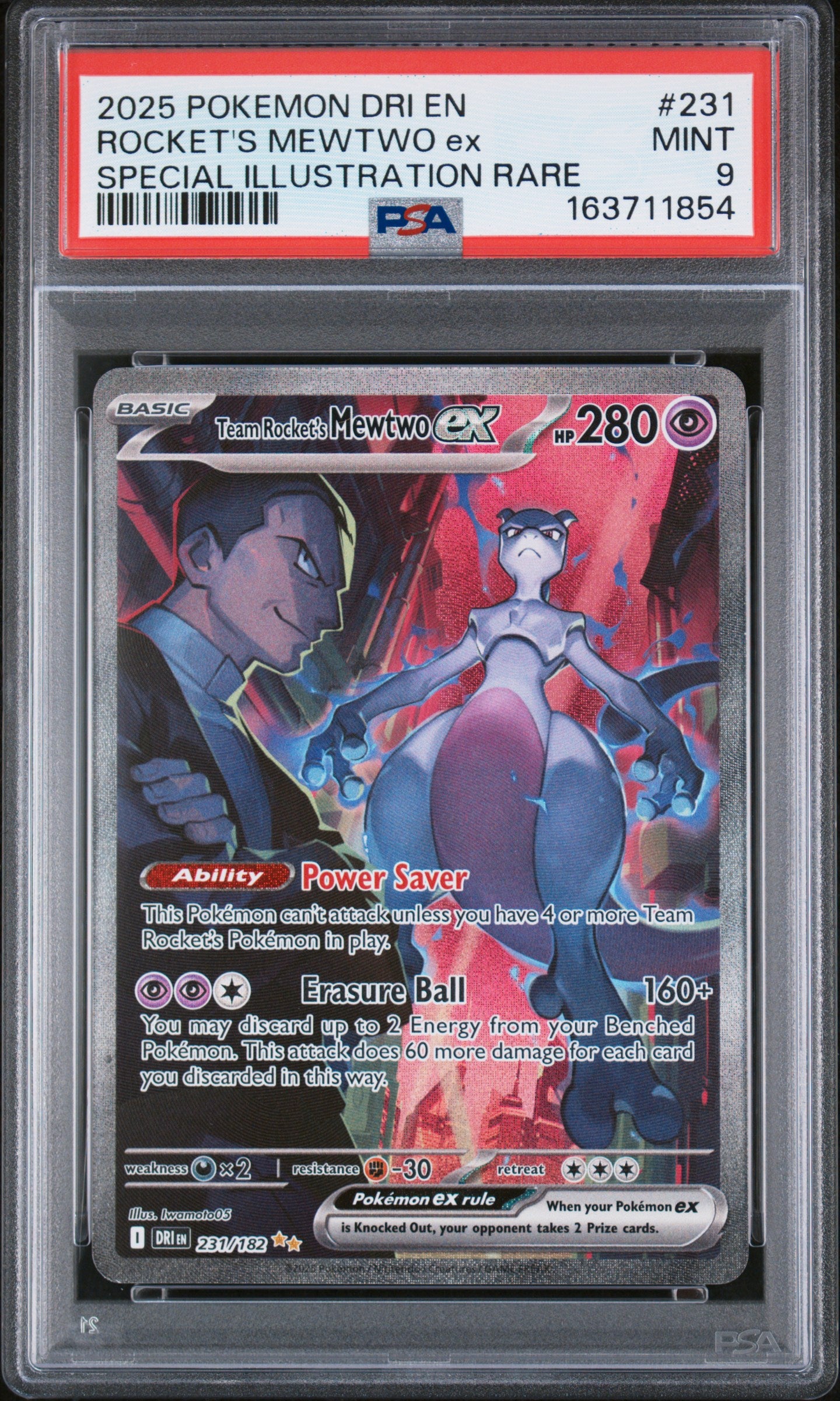 Team Rocket's Mewtwo EX 231/182 Special Illustration Rare Pokemon