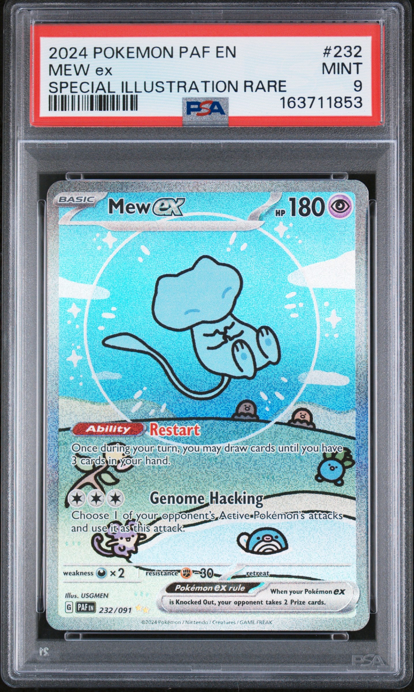 Mew EX 232/091 Special Illustration Rare Paldean Fates Pokemon PSA