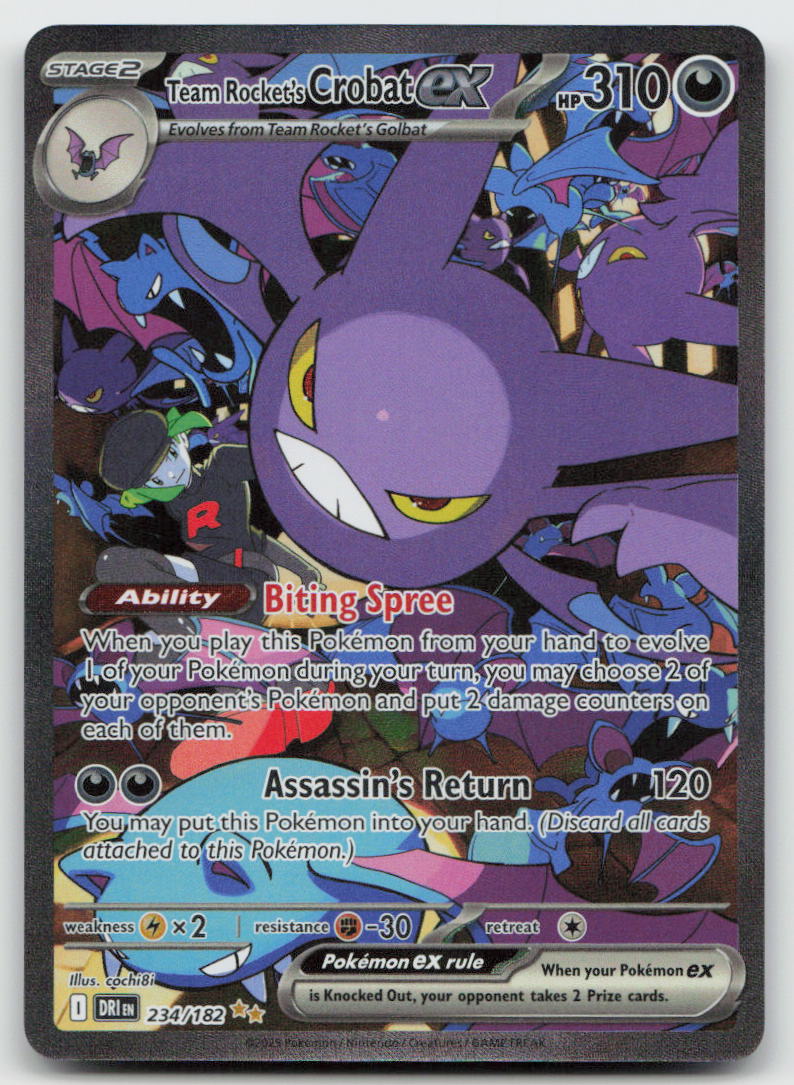 Team Rocket's Crobat ex 234/182 Destined Rivals Pokemon NM