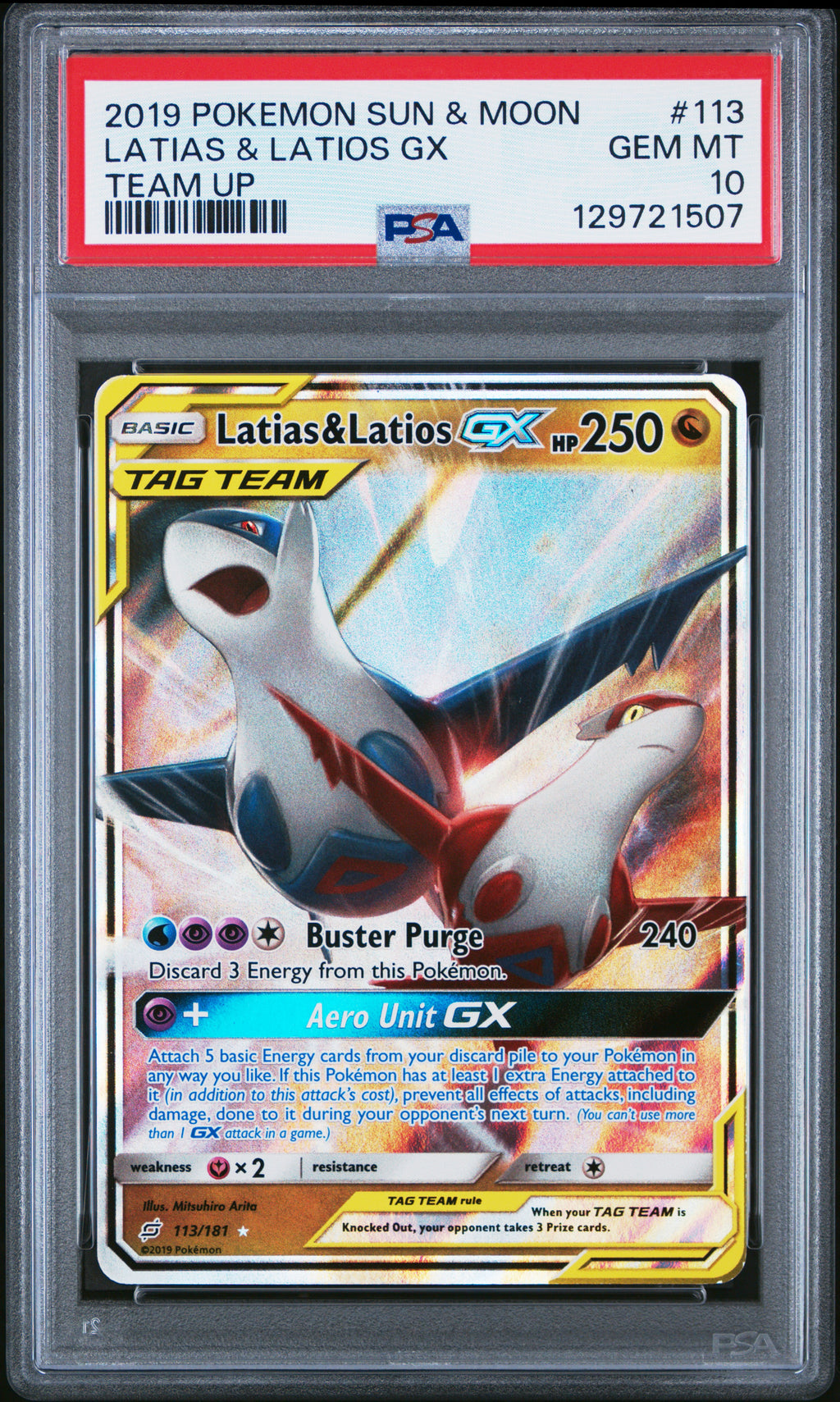 Latias & Latios Gx 113/181 Team Up Pokemon PSA 10