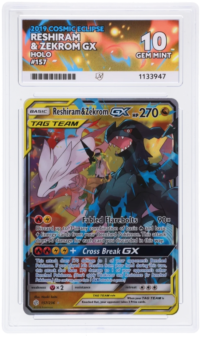 Reshiram & Zekrom Gx 157/236 Ace Cosmic Eclipse Pokemon Ace 10 Gem Mint