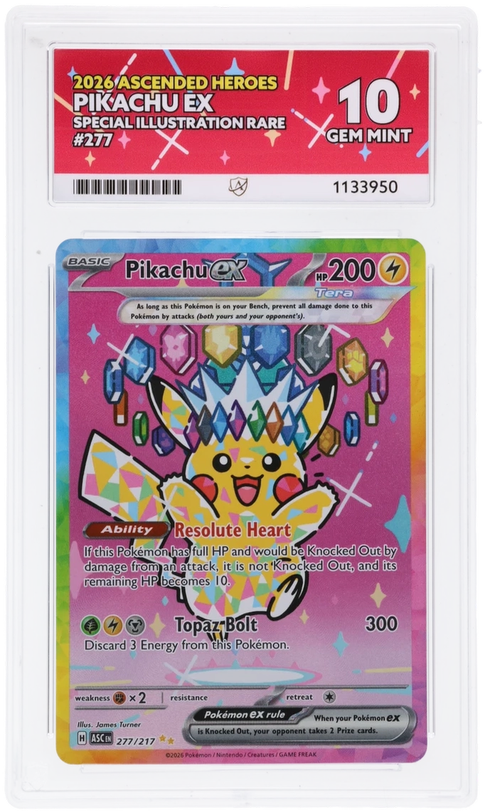 Pikachu EX 277/217 Ace Ascended Heroes Pokemon Ace 10 Gem Mint