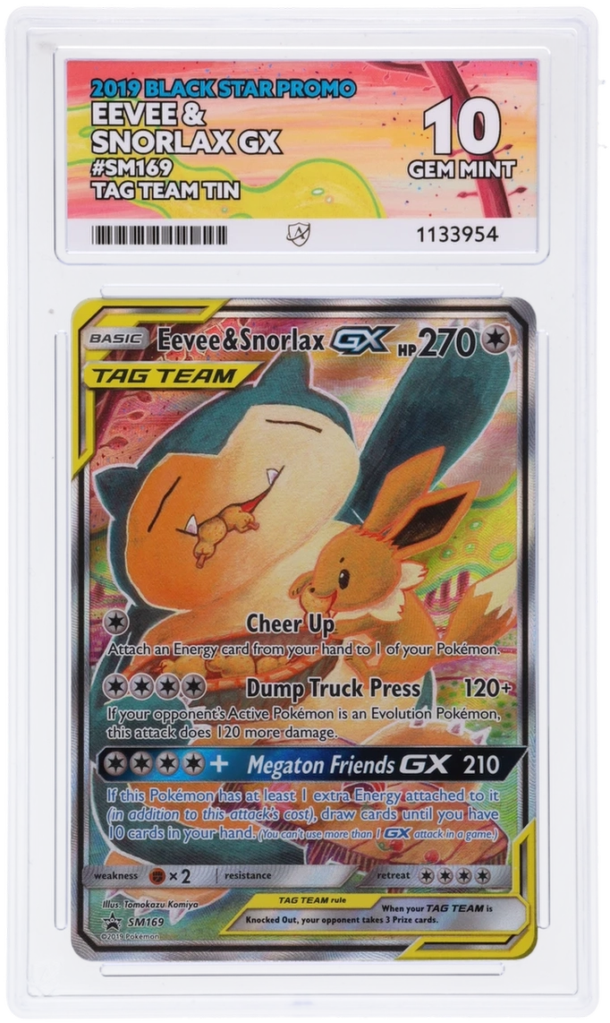 Eevee & Snorlax Gx SM169 Ace Black Star Promo Pokemon Ace 10 Gem Mint