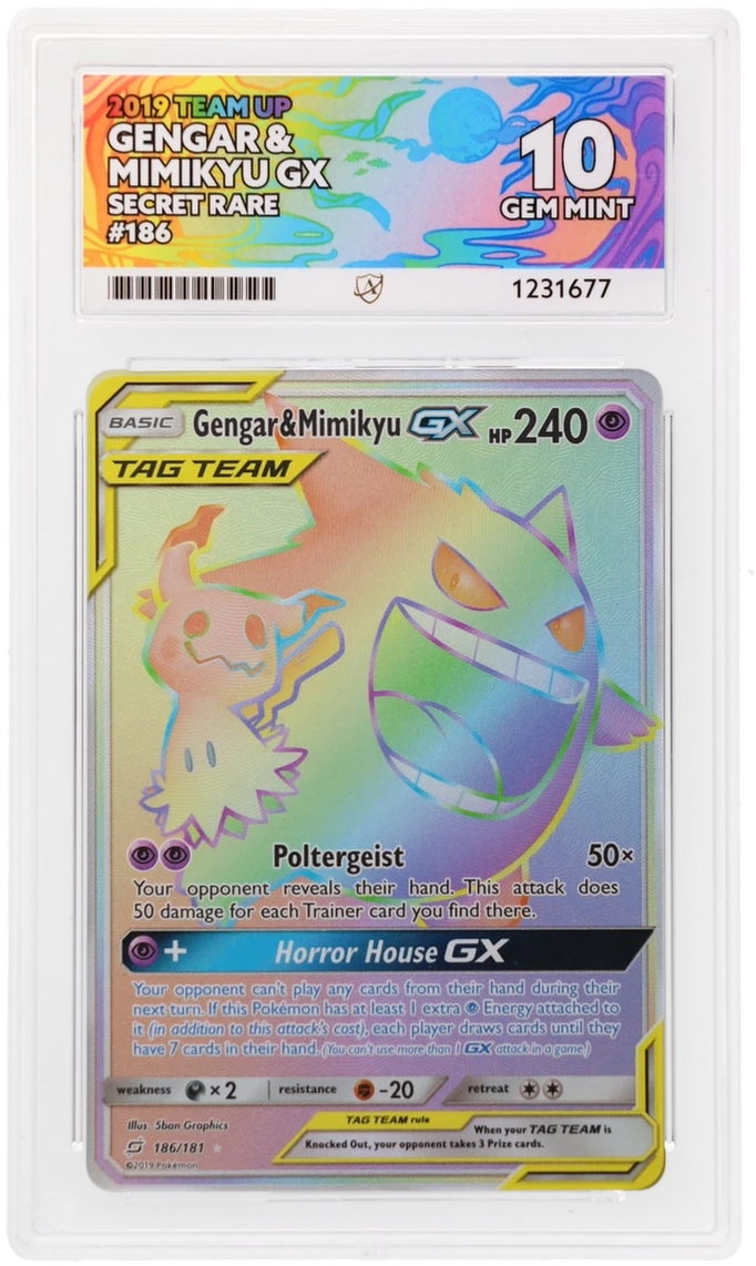 Gengar & Mimikyu Gx 186/181 Ace Team Up Pokemon Ace 10 Gem Mint