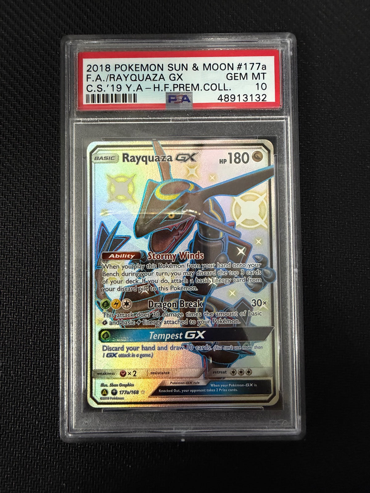 Rayquaza Gx 177a/168 2019 Yellow A Hidden Fates Premium Collection Pokemon PSA 10