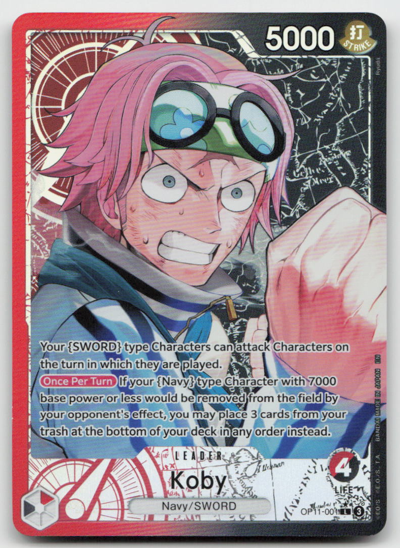 Koby (001) (Alternate Art) OP11-001 Leader A Fist of Divine Speed One Piece NM