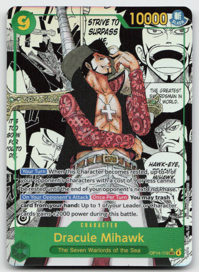 Dracule Mihawk (Manga) OP14-119 Secret Rare The Azure Sea's Seven One Piece NM