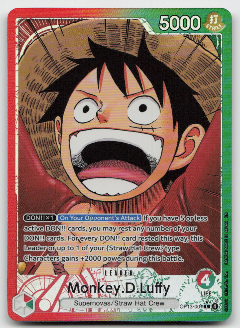 Monkey.D.Luffy (001) (Alternate Art) OP13-001 Carrying On His Will One Piece NM