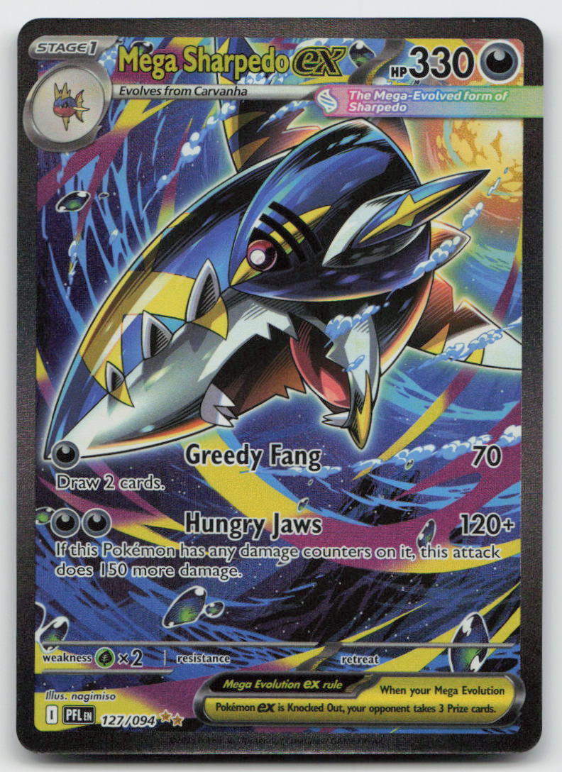 Mega Sharpedo ex 127/094 Special Illustration Rare Phantasmal Flames Pokemon NM
