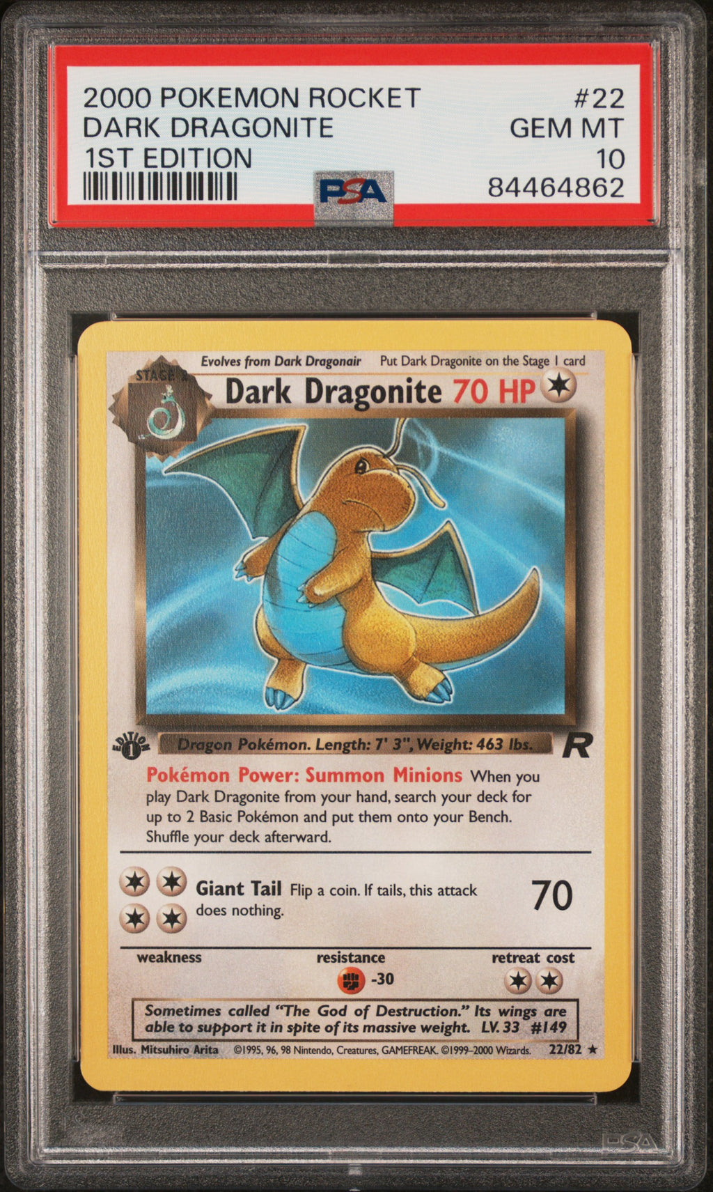 Dark Dragonite 22 1st Edition Rocket Pokemon PSA 10