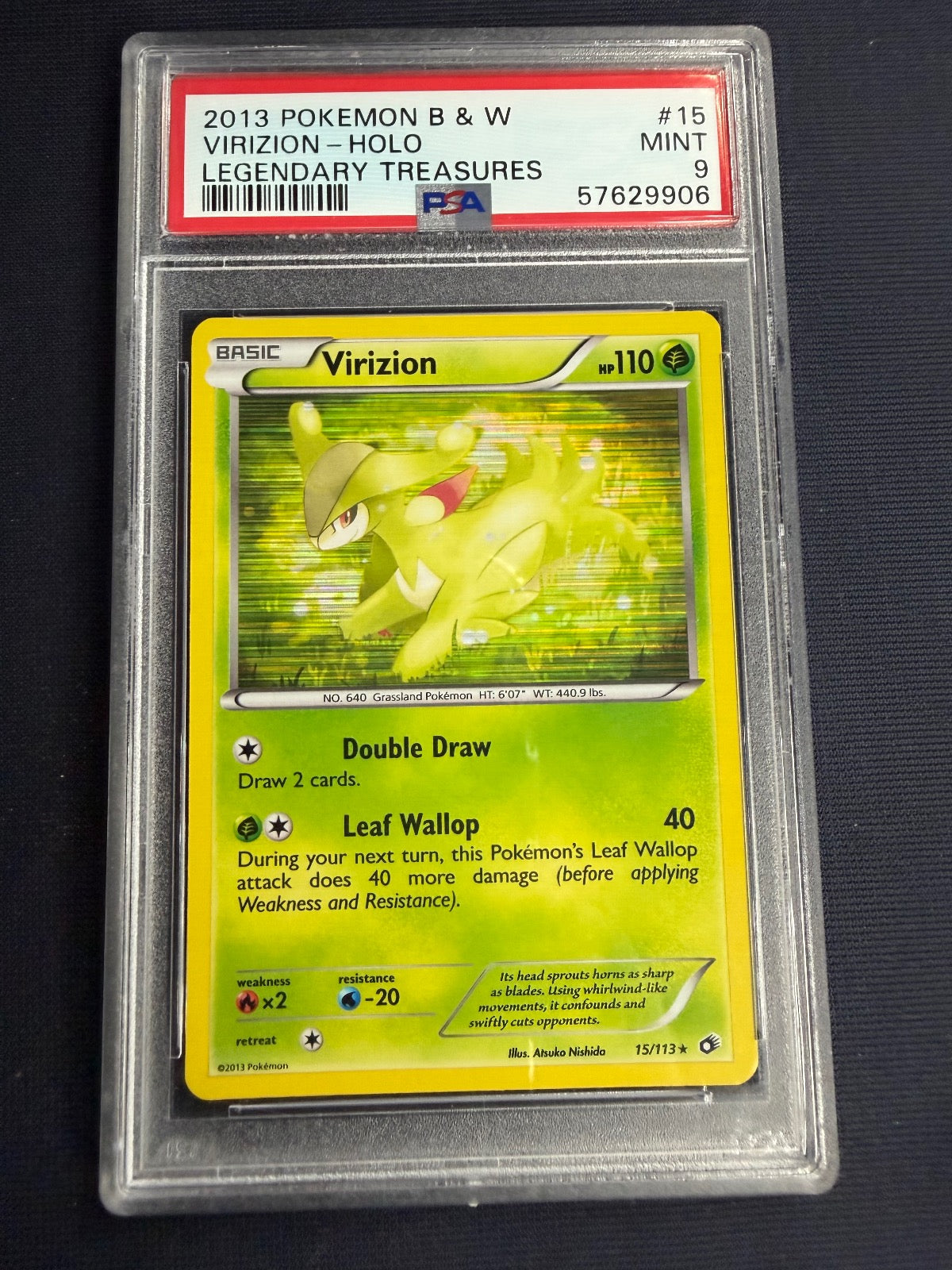 Virizion Holo 15/113 Legendary Treasures Pokemon PSA 9