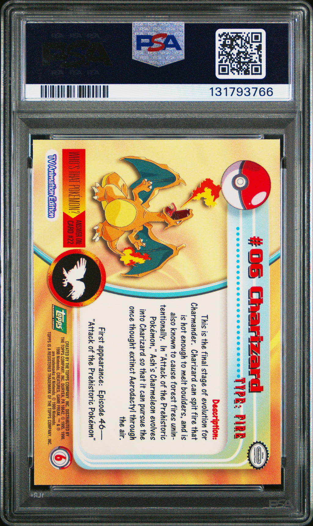 Charizard 6 Topps Tv Pokemon PSA 9