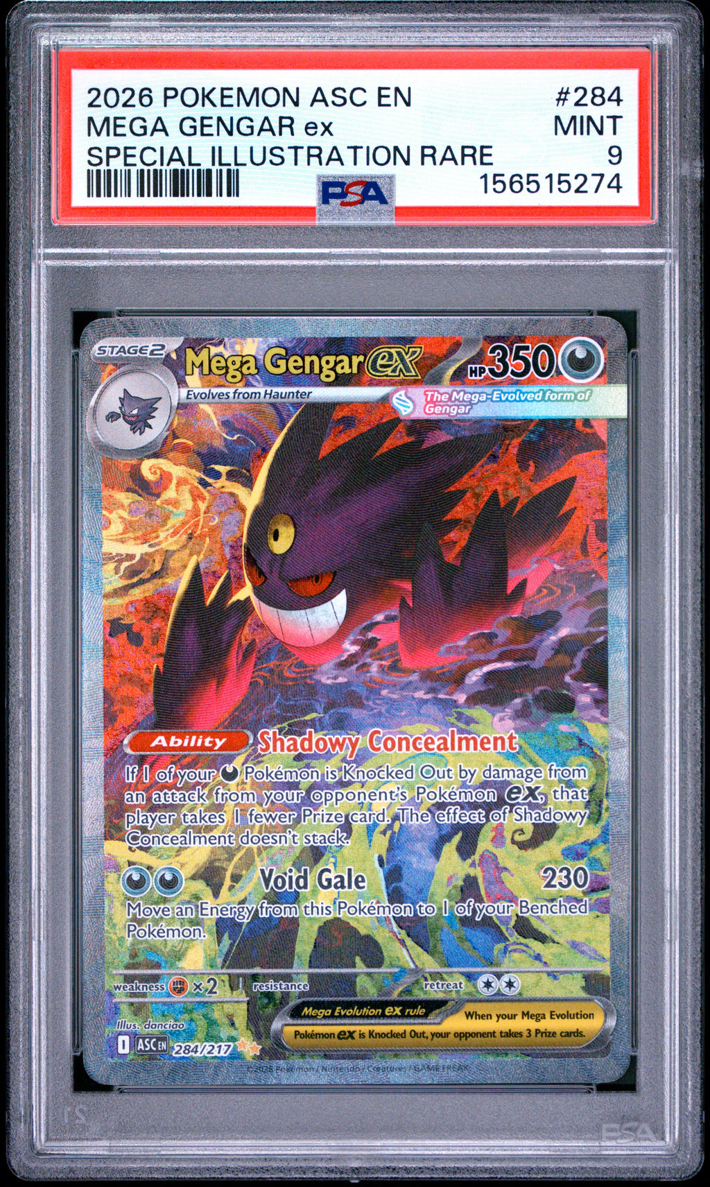 Mega Gengar EX 284 Special Illustration Rare Ascended Heroes Pokemon PSA 9