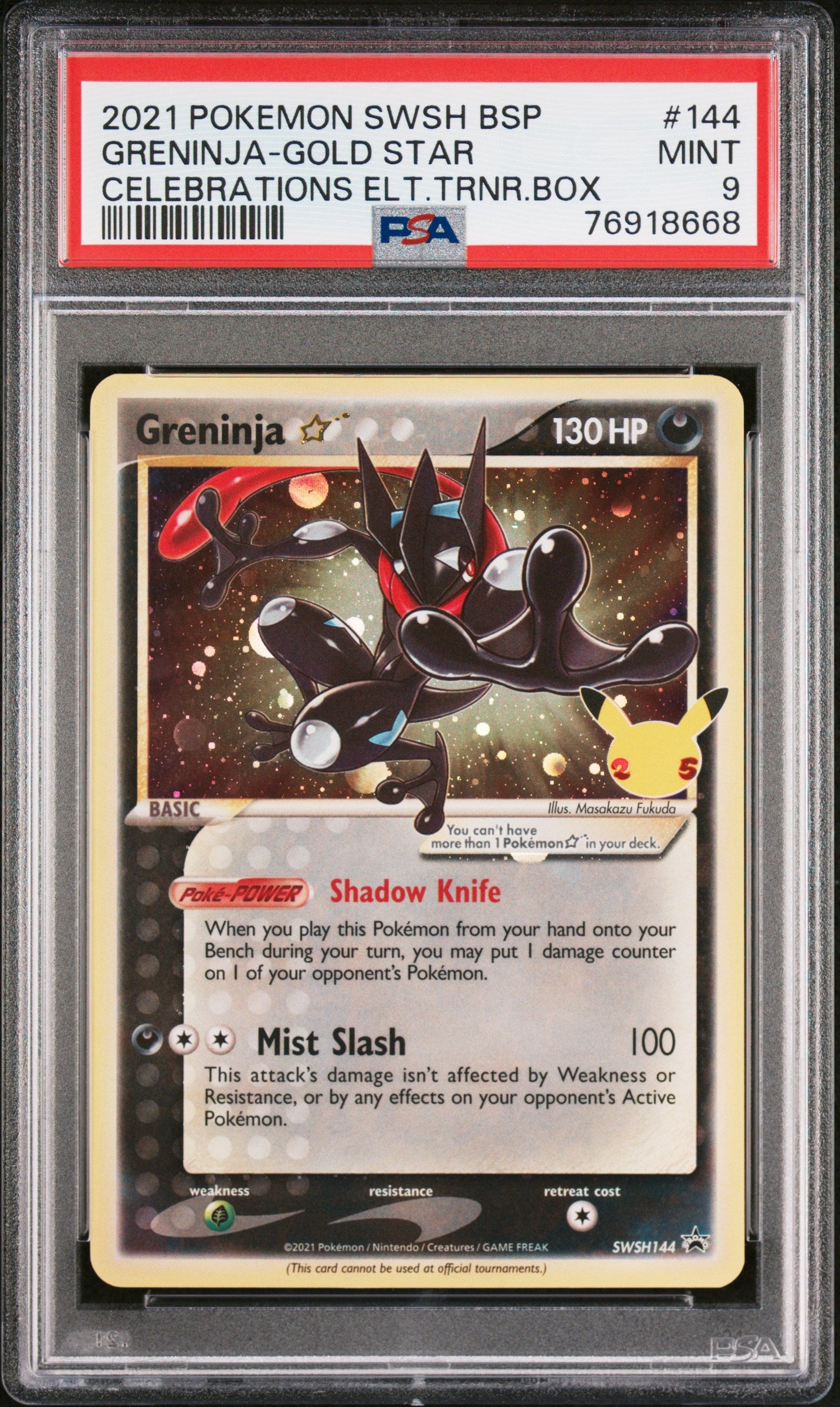Greninja-Gold Star 144 Celebrations Elite Trainer Box Pokemon PSA 9