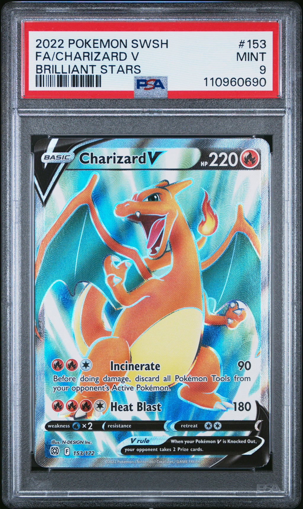 Charizard V 153 Brilliant Stars Pokemon PSA 9