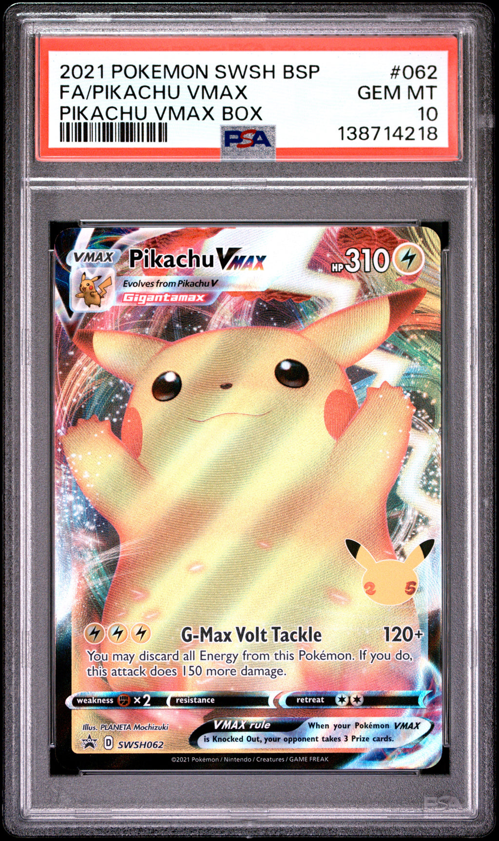 Pikachu Vmax 062 Box Swsh Black Star Promo Pokemon PSA 10