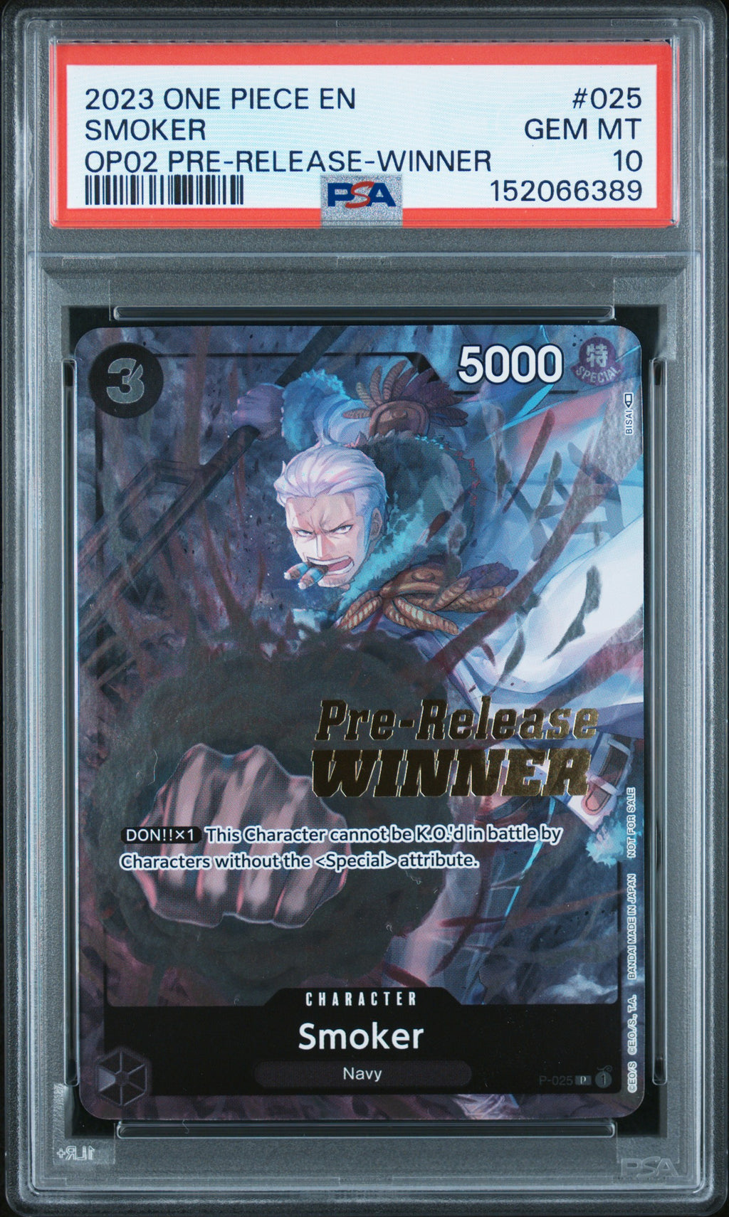 Smoker 025 Paramount War Pre-Release-Winner One Piece Promo One Piece PSA 10