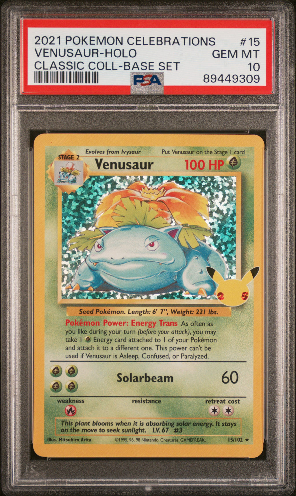 Venusaur Holo 15 Celebrations Classic Collection Pokemon PSA 10