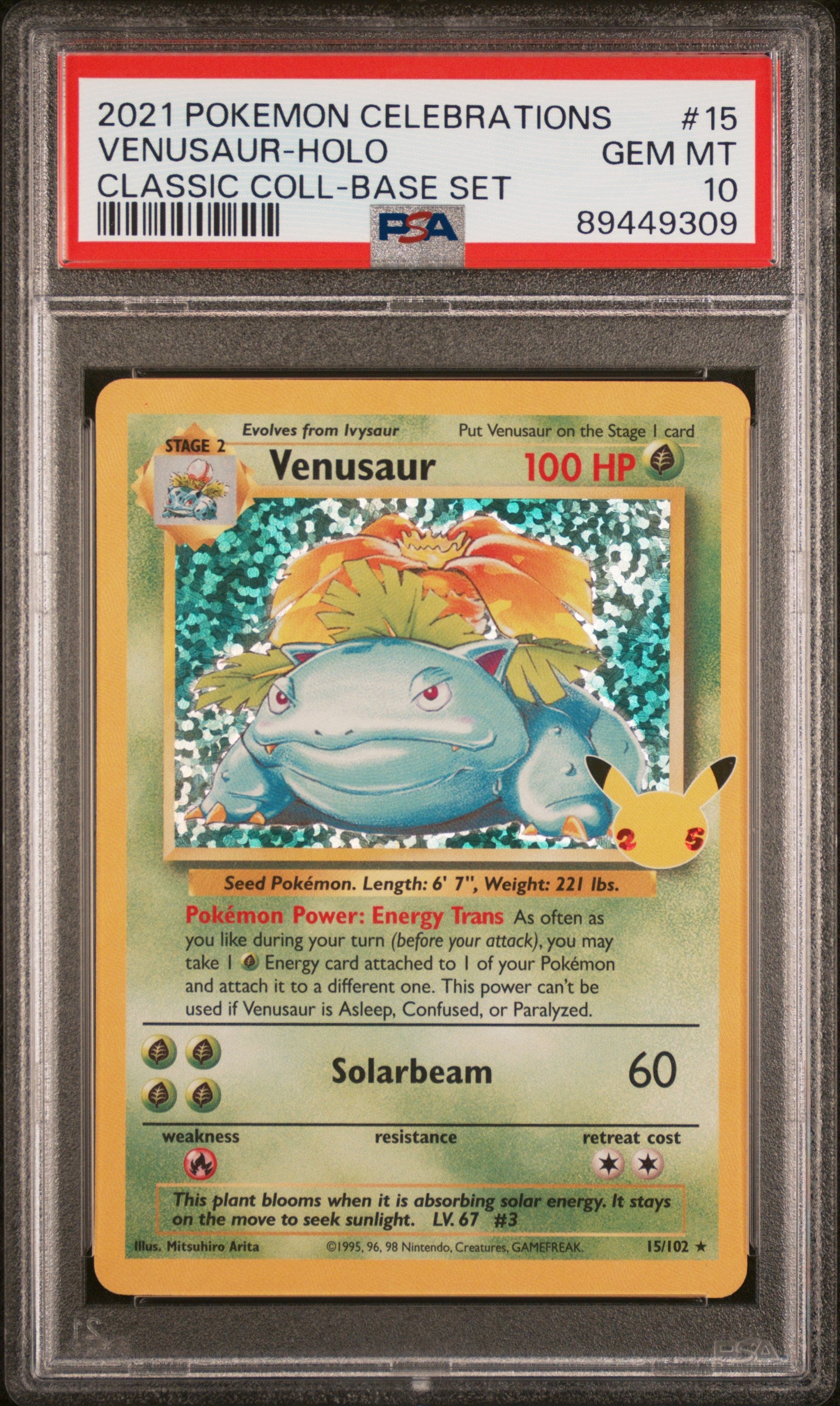 Venusaur Holo 15 Celebrations Classic Collection Pokemon PSA 10