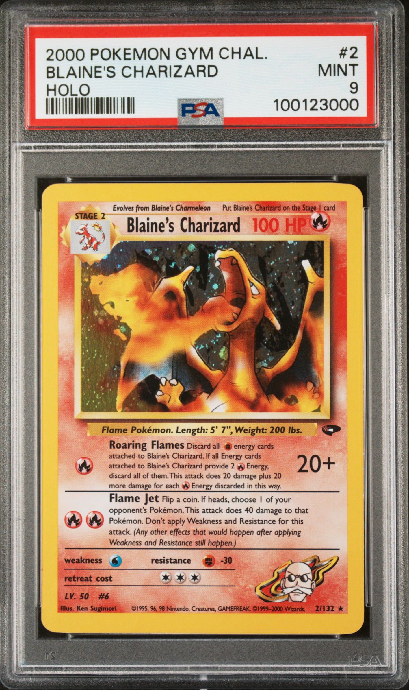 Blaine's Charizard 2/132 Holo Gym Challenge Pokemon PSA 9
