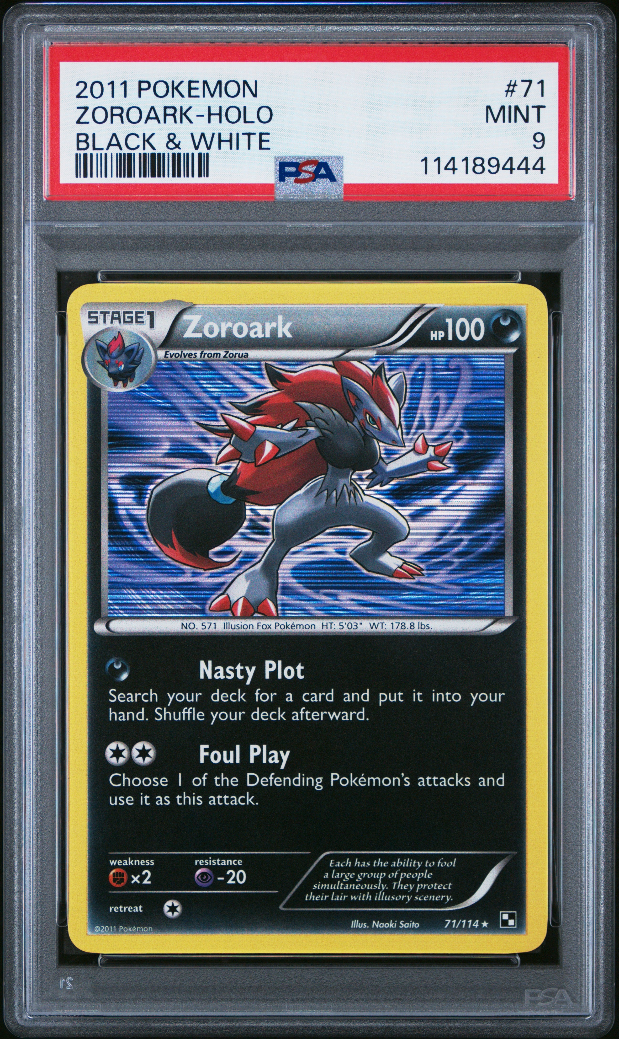 Zoroark Holo 71/114 Black & White Pokemon PSA 9