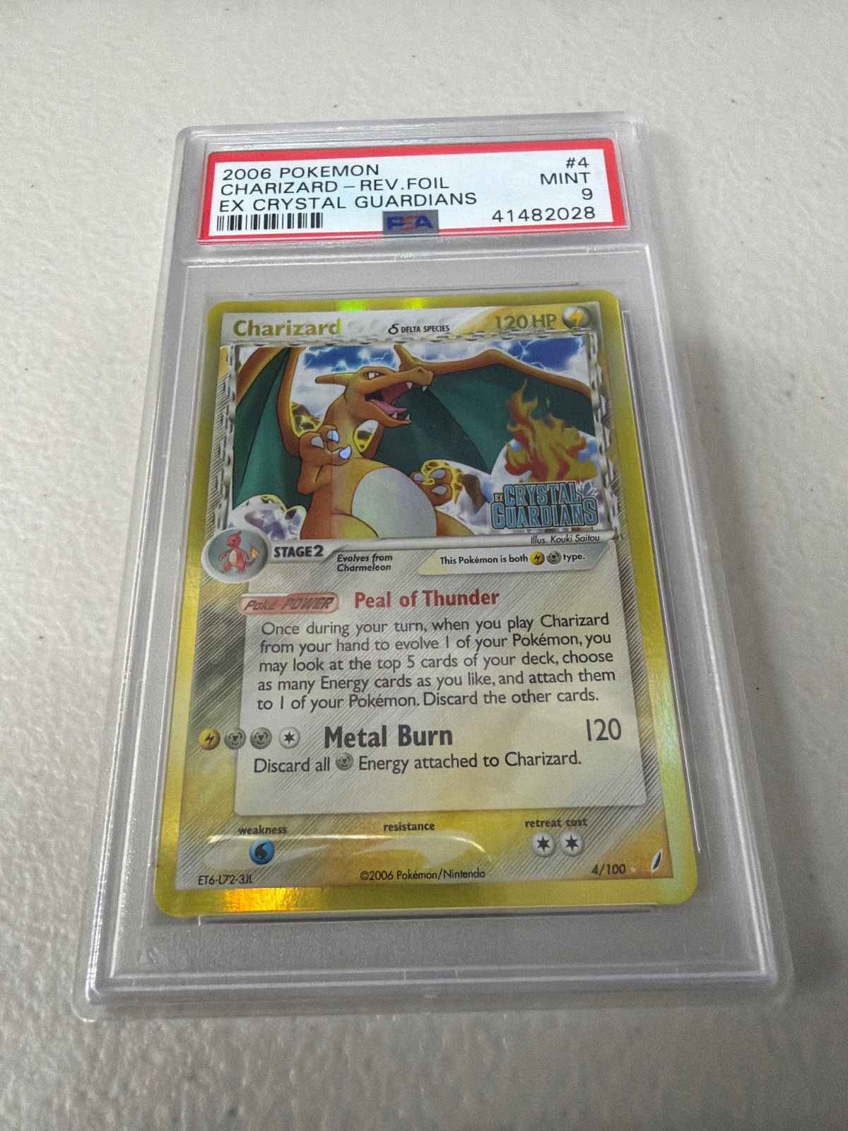 Charizard Reverse Holo 4/100 Crystal Guardians Pokemon PSA 9