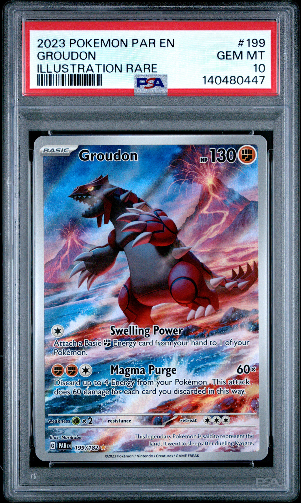 Groudon 199/182 Illustration Rare Par En-paradox Rift Pokemon PSA 10