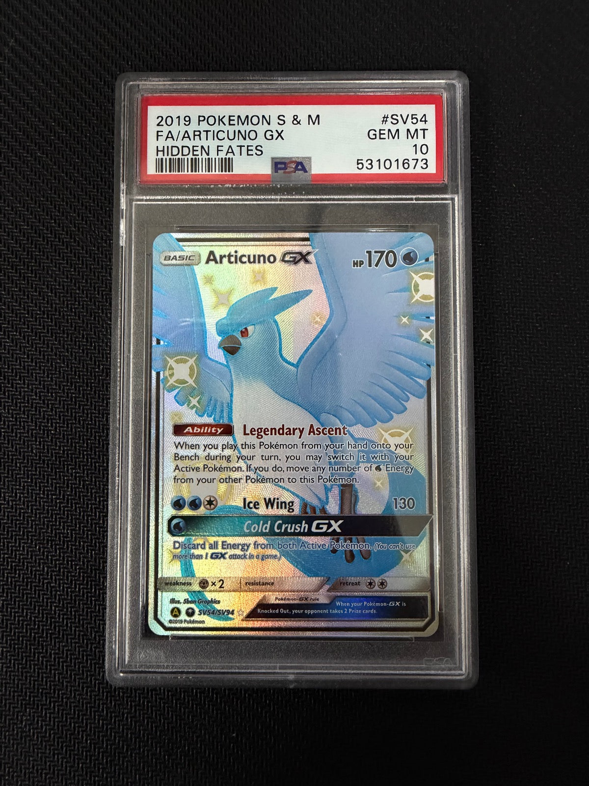 Articuno Gx SV54/SV94 Hidden Fates Pokemon PSA 10
