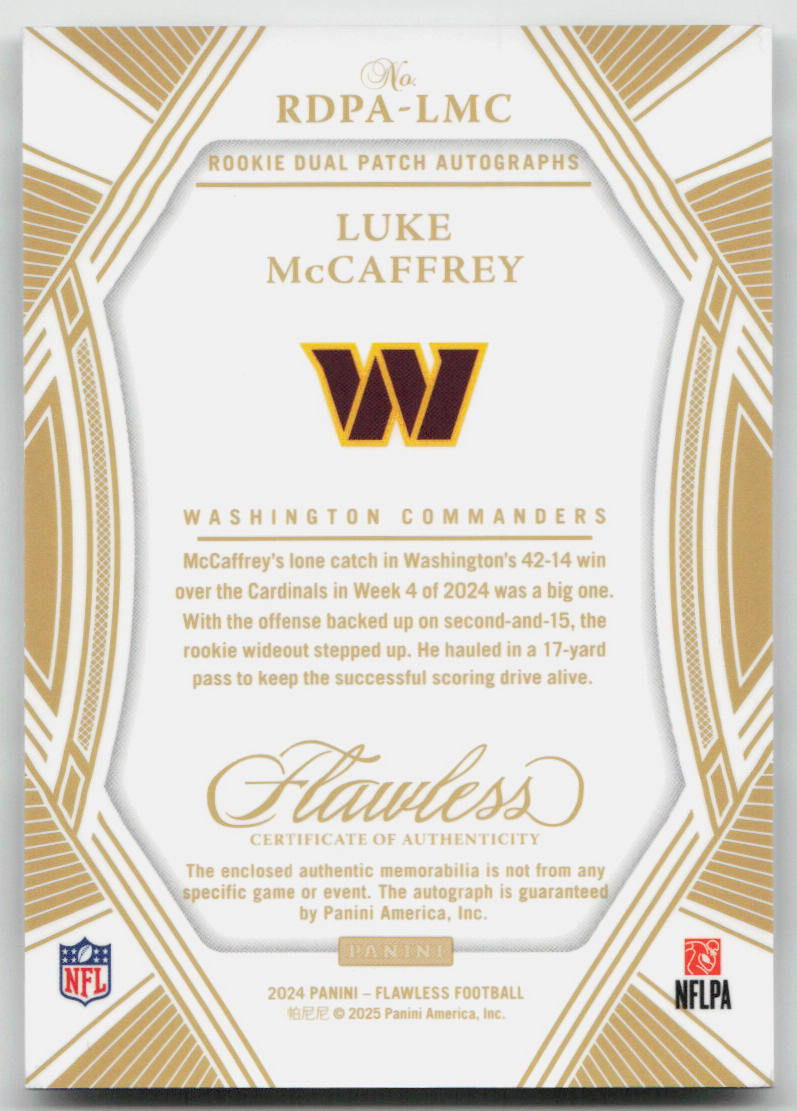 NFL - Luke McCaffery /5 Dual Patch Auto RC