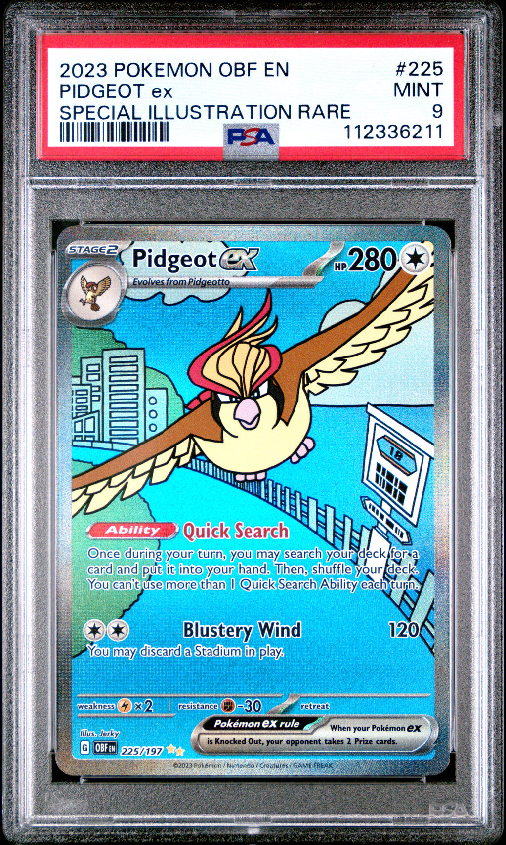 Pidgeot EX 225/197 Special Illustration Rare Pokemon PSA 9