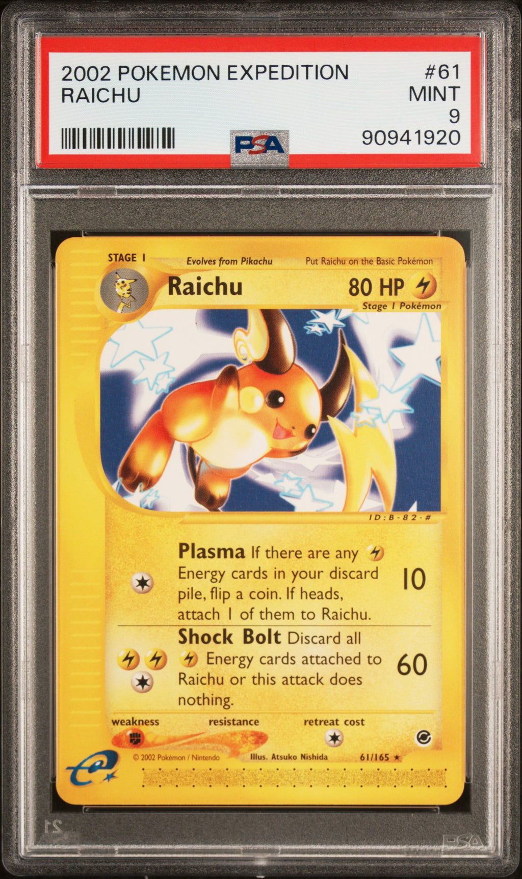 Raichu 61/165 Expedition Pokemon PSA 9