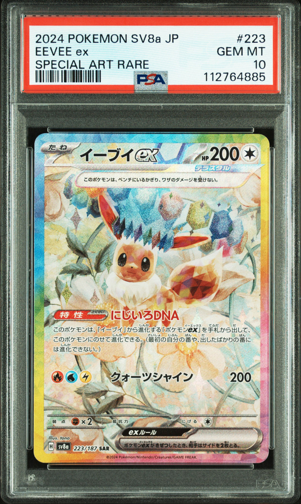 Eevee EX 223/187 Special Art Rare Pokemon Japanese PSA 10