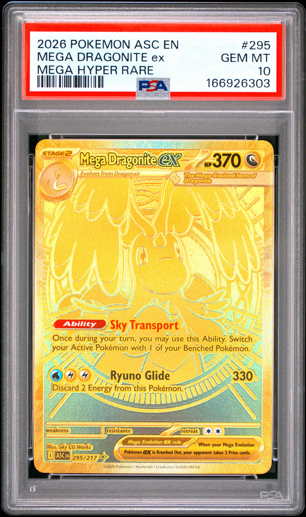 Mega Dragonite EX 295 Hyper Rare Ascended Heroes Pokemon PSA 10