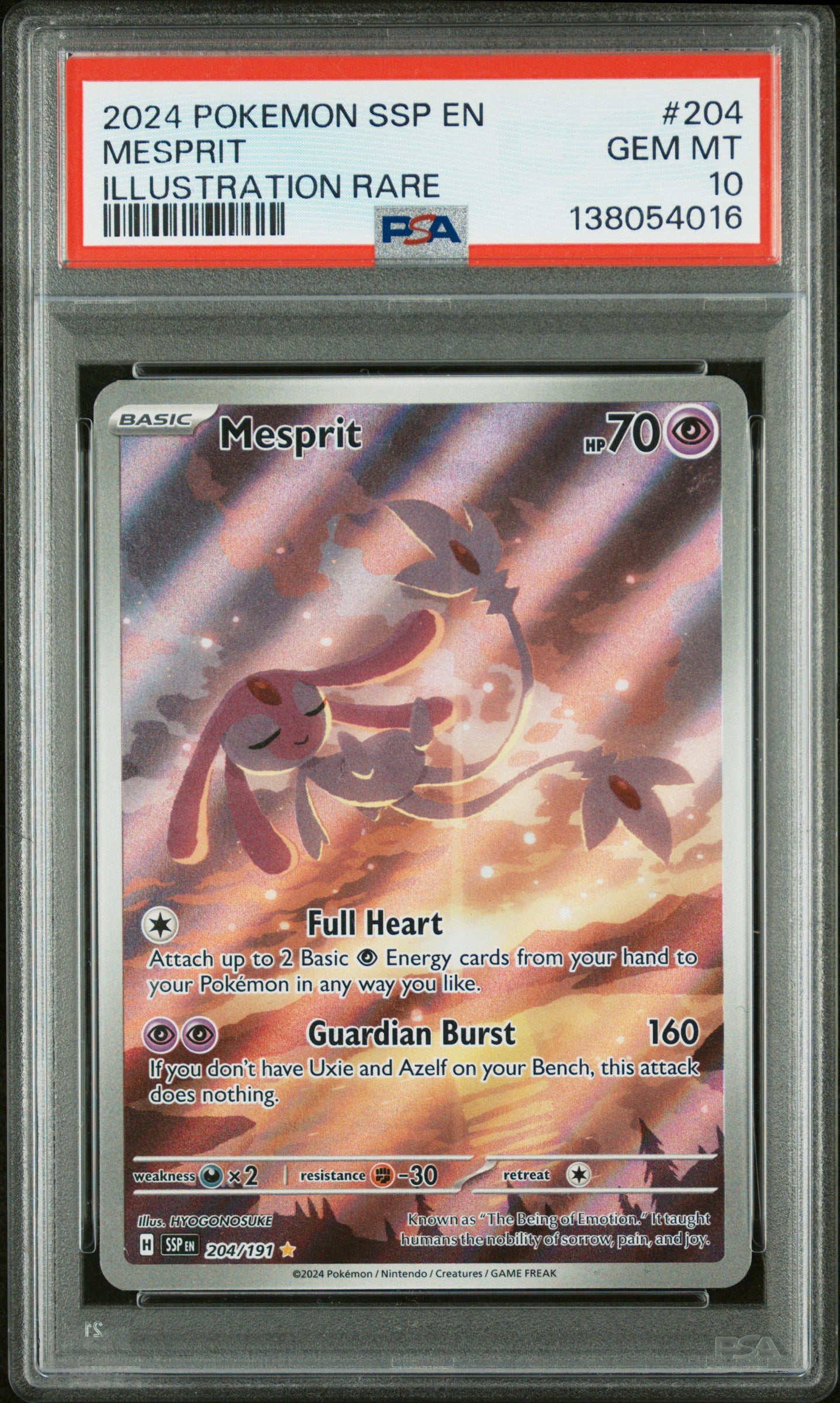 Mesprit 204/191 Illustration Rare Ssp En Surging Sparks Pokemon PSA 10