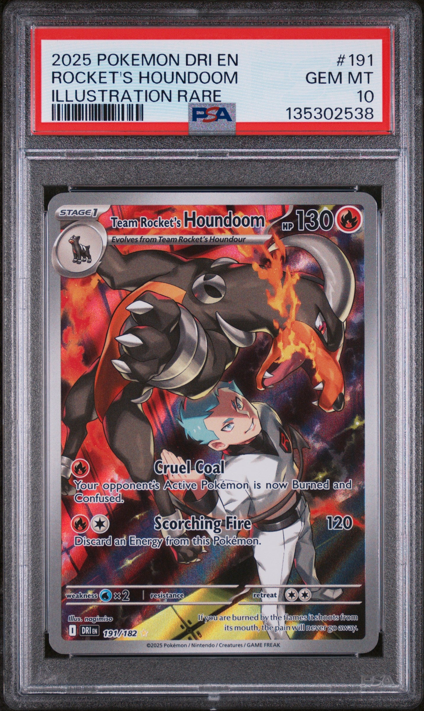 Team Rocket's Houndoom 191/182 Illustration Rare Pokemon PSA 10